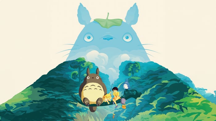 My Neighbor Totoro: Totoro and children in a forest