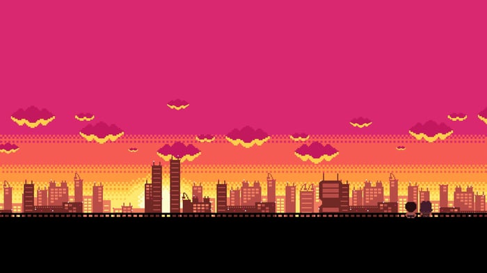 8 Bit Cityscape with Ikari Shinji and Rei Ayanami