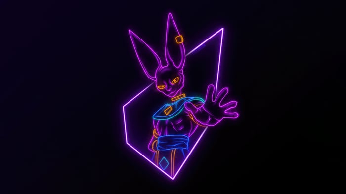 Beerus from Dragon Ball in Neon Outline