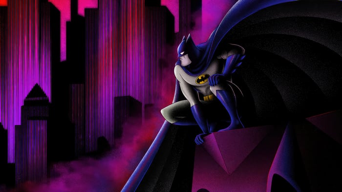 Batman Crouching on a Rooftop at Night
