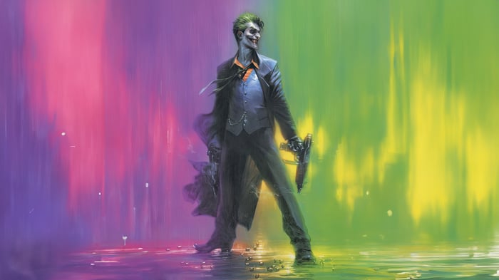 The Joker holding two guns