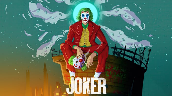 The Joker Sitting on a Rooftop