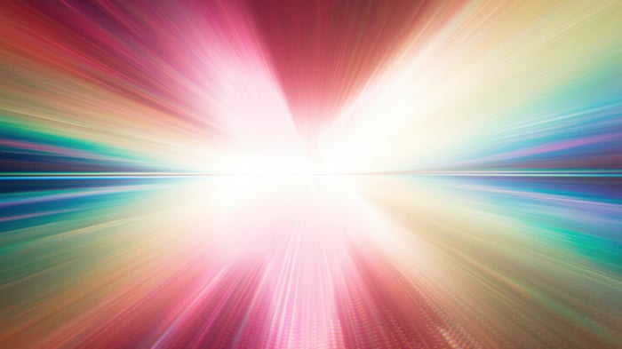 Abstract light streaks in multiple colors