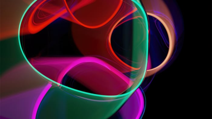 Abstract shapes in glass with neon lights