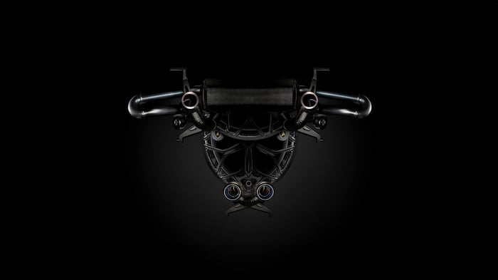 Lamborghini Engine on a Black Background