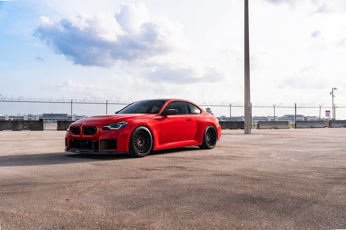 Red BMW G87 M2 with Josh Strasse Wheels