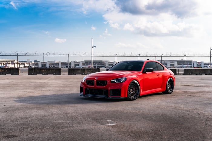 Red BMW G87 M2 with Strassewheels