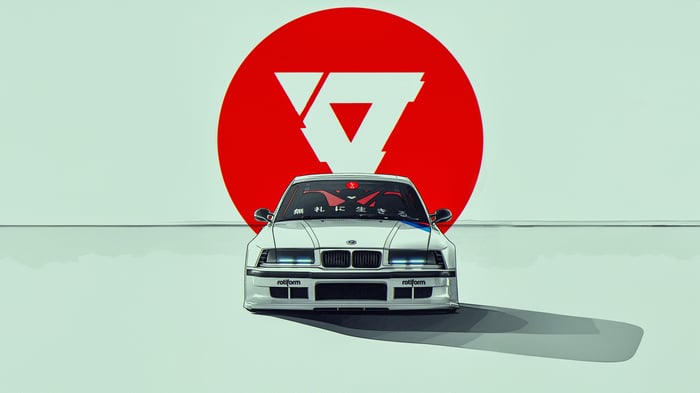 White BMW M3 E36 with Red Circle Logo