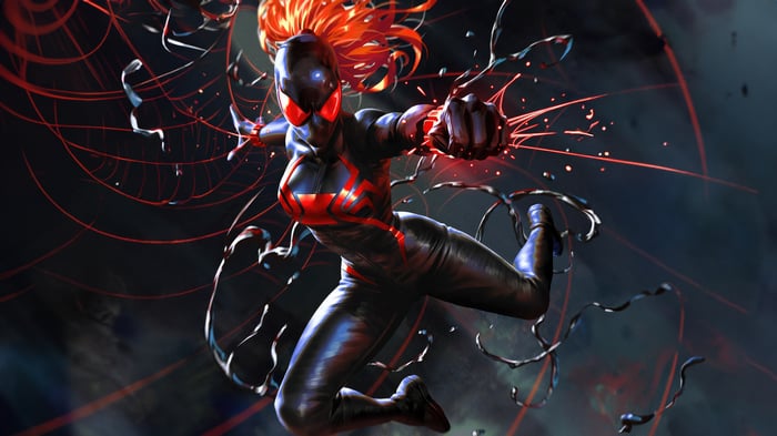 Spider-Woman with Symbiote and Red Webs