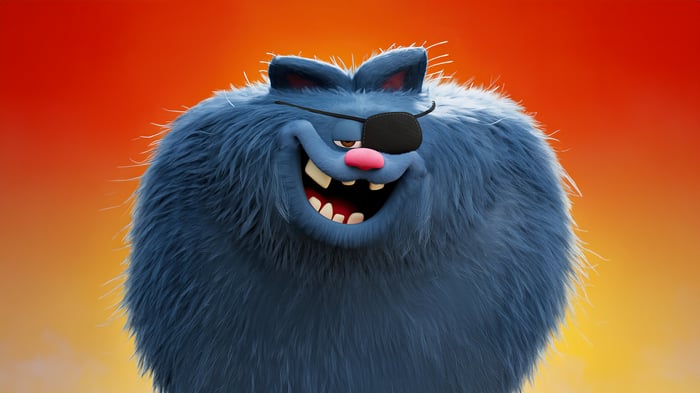 Snoop Dogg as a blue cat with an eyepatch