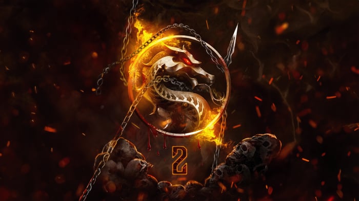 Mortal Kombat 2 Logo with Fire and Chains