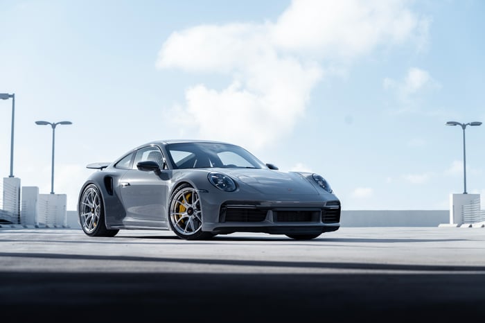 Porsche 992 Turbo China Grey on Parking Lot