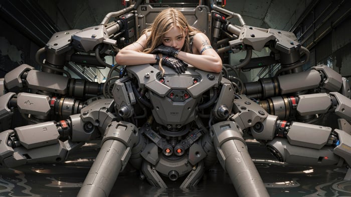 Cyberpunk Scifi Girl In Urban Robot World