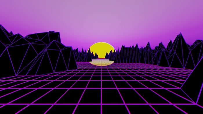 Vaporwave Zone Retro Landscape with Sun