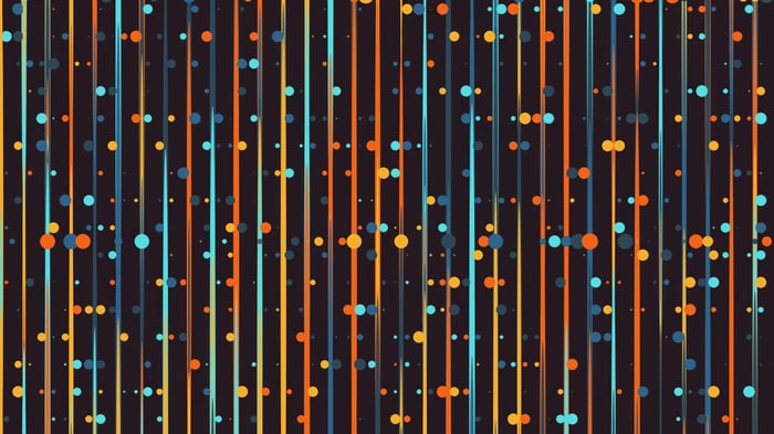 Digital Rain with Vertical Lines and Circles