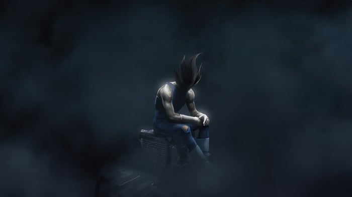 Vegeta sitting in smoke