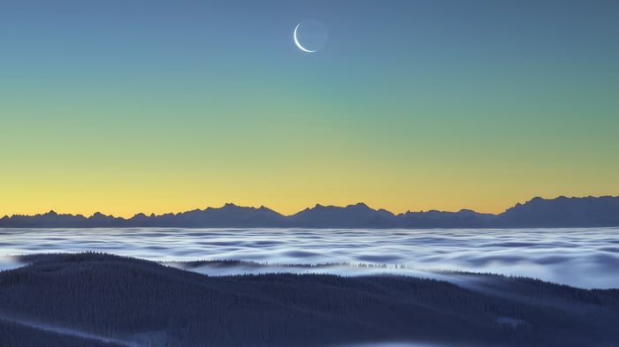 Crescent Moon over Black Forest Germany