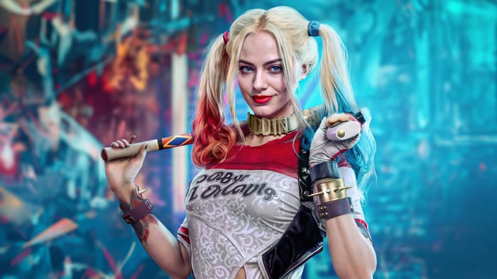 Harley Quinn holding a baseball bat