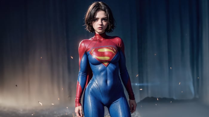 Supergirl in her Kryptonian suit
