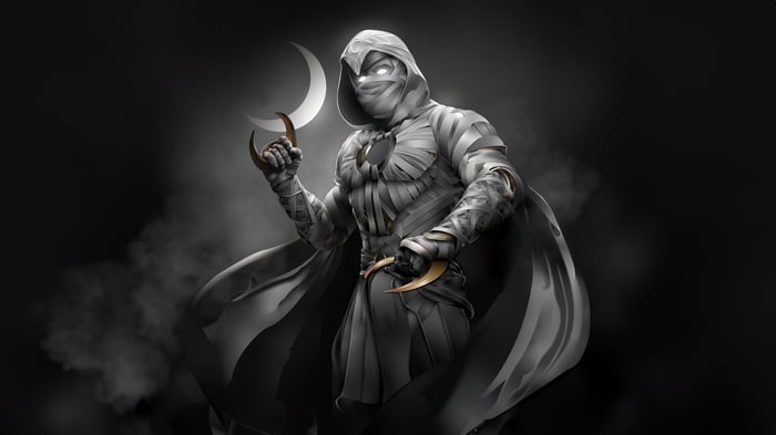 Moon Knight with Crescent Darts and Moon Symbol