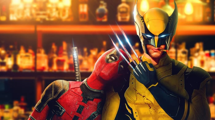 Deadpool and Wolverine in a Bar