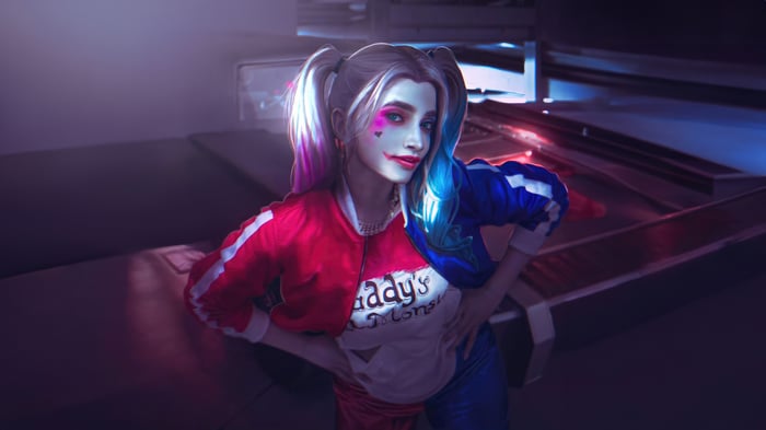 Harley Quinn with Pigtails and "Daddy's Little Monster" Shirt