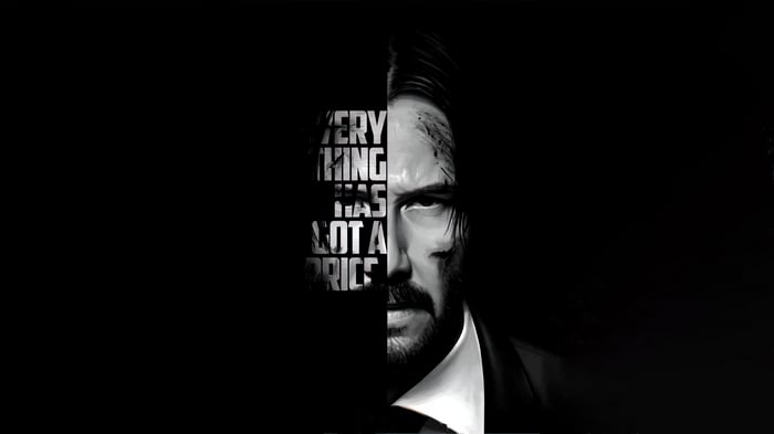 John Wick with text overlay