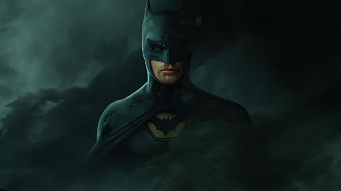 Jensen Ackles as Batman in dark clouds