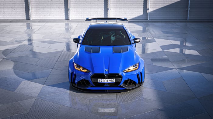 Blue BMW M4 Coupe with Spoiler