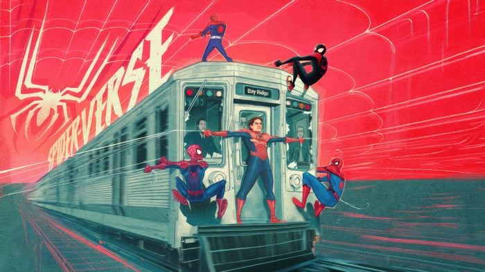 Spider-Verse Characters on a Train