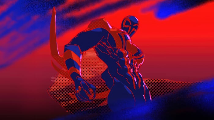 Spider-Man 2099 in a red and blue suit