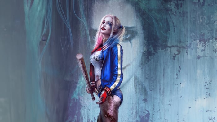 Harley Quinn holding a baseball bat