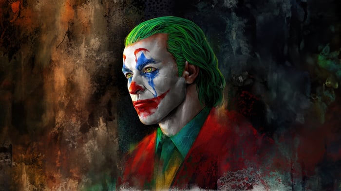Joker with Green Hair and Clown Makeup