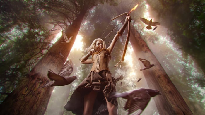 Warrior Girl Defying Fate with Bow and Arrow