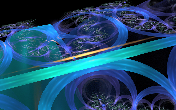 Fractal Highway with Blue and Teal Ribbons