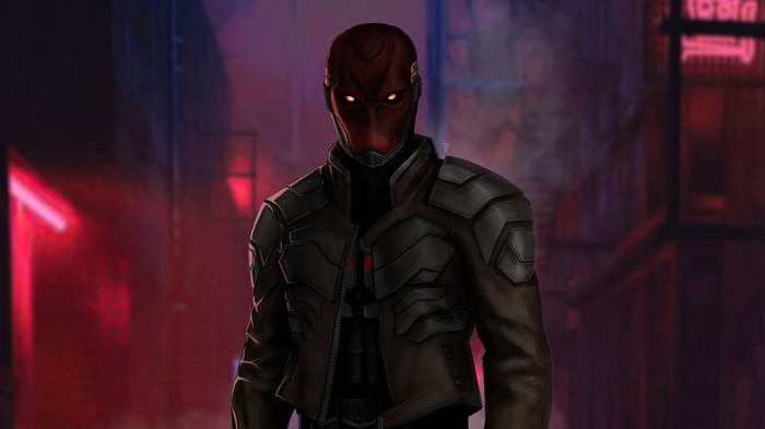 Red Hood in a Cyberpunk City