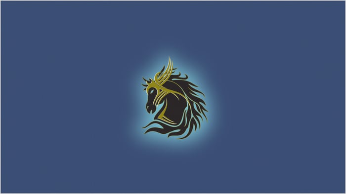 Stylized Horse Head with Golden Crown