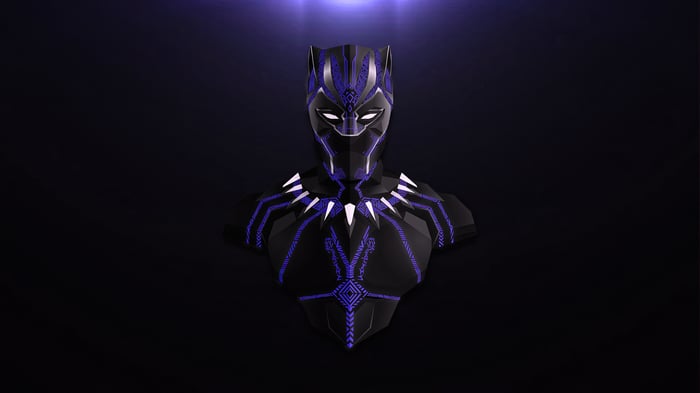 Black Panther Bust with Purple Accents