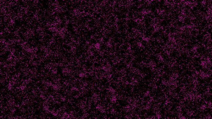 Pixel art of scattered pink dots on black
