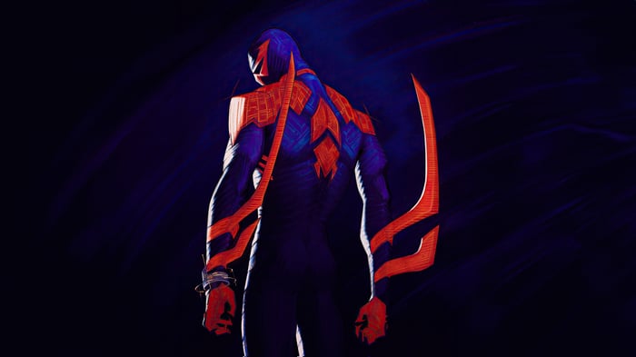 Spider-Man 2099 standing with back turned