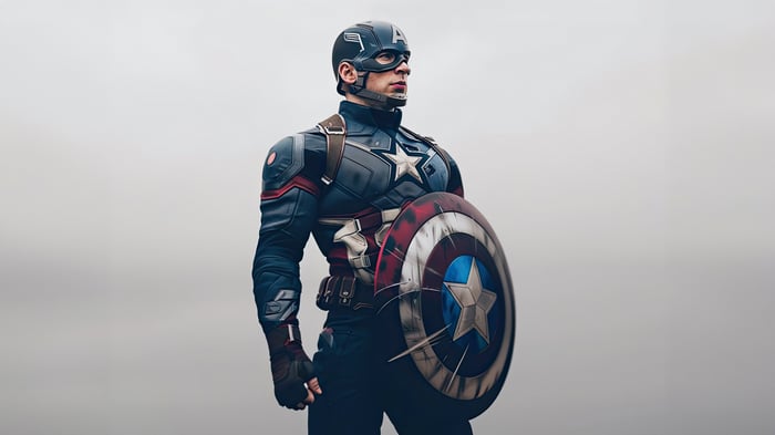 Captain America holding his shield