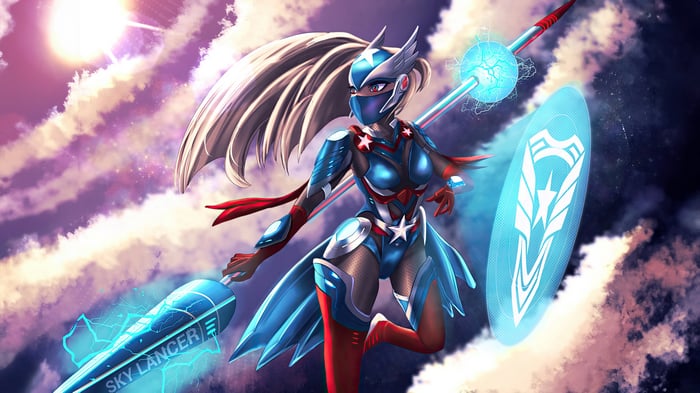 Sharon Rogers Sky Lancer with Spear and Shield