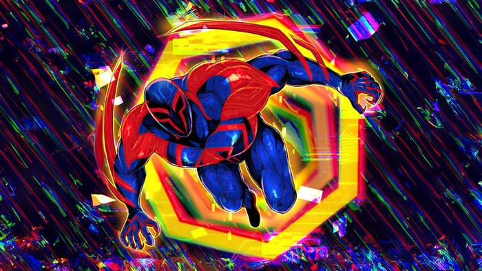 Spider-Man 2099 in a hexagonal portal
