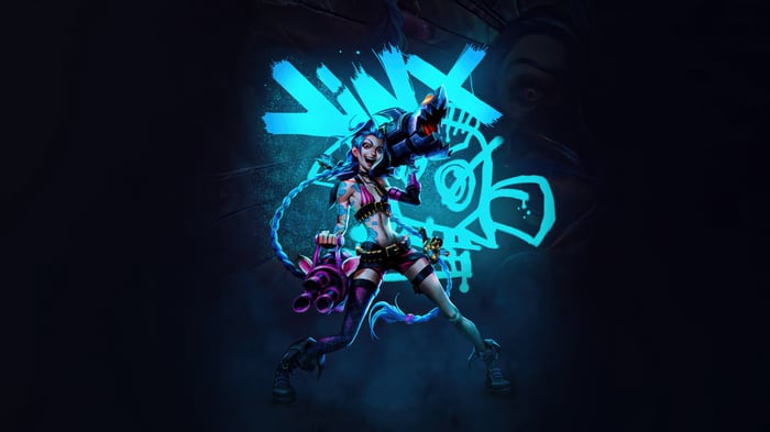Jinx with her weapons and graffiti