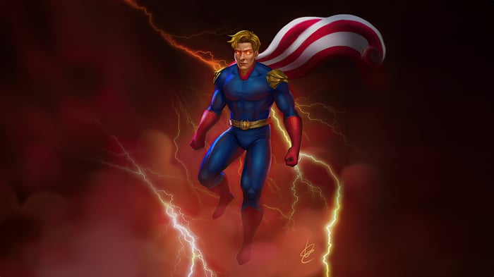 Homelander with American Flag Cape and Lightning