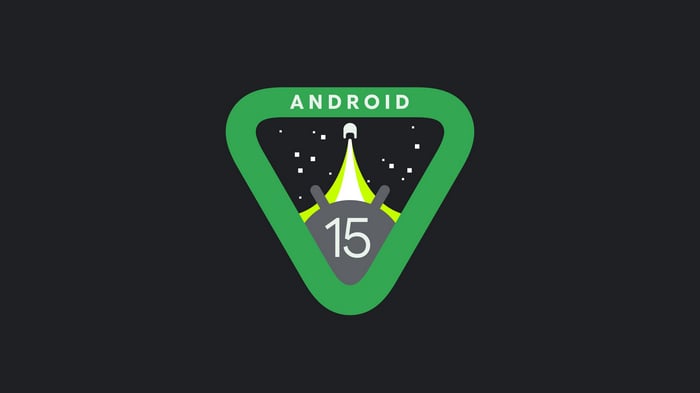 Android 15 Logo with Rocket Launch
