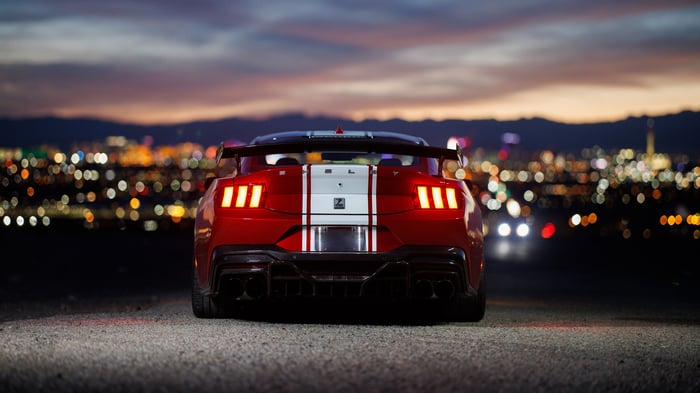 2024 Shelby Super Snake rear view at night