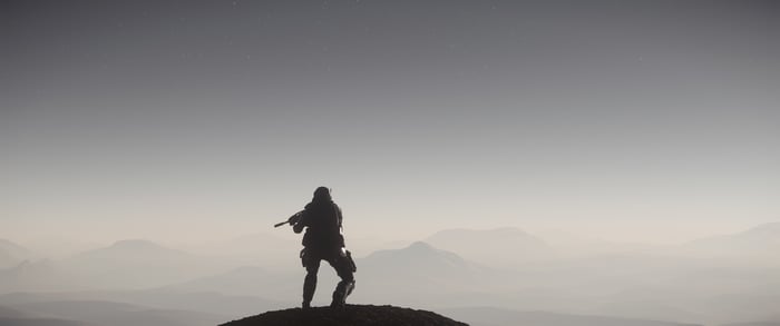 Star Citizen Scout on a mountain peak