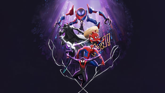 Spider-Verse Characters in a Stylized City