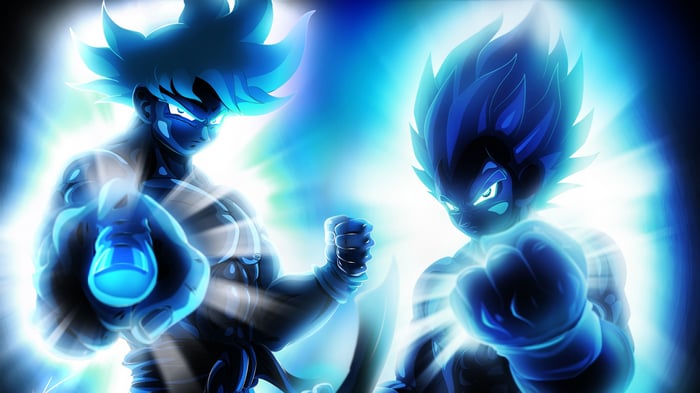 Goku and Vegeta in Super Saiyan Blue